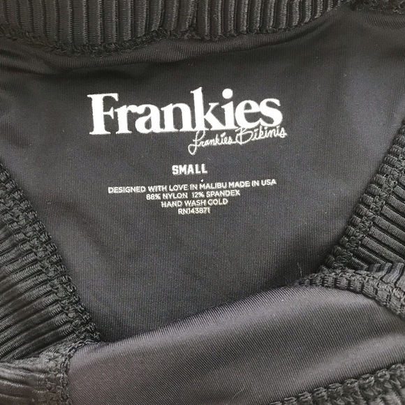 Black Ribbed Frankie’s Bikinis Bikini skimpy Bottom sz Small s - Picture 2 of 5